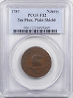 1787 New Jersey Copper, Sm Planchet, Plain Shield, Pcgs Fine-12, Chocolate Brown
