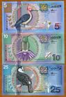 Set Suriname / Surinam, 5;10;25 Gulden, 2000, P-146;147;148 Unc   Birds, Flowers
