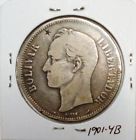 Venezuela Km Y 24.2 Gram 25, 5 Bolivares 1901  Scarse Date