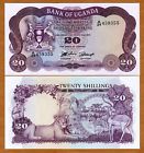 Uganda, 20 Shillings (1966) P-3, Unc Lions, Zebras