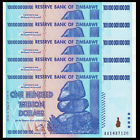 Lot 5 Pcs, Zimbabwe 100 Trillion Dollars,aa 2008 Series, P-91, Unc, 1/20 Bundle