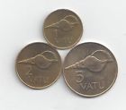 3 Different Coins From Vanuatu (3 Denominations)..