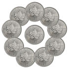 Lot Of 10 - 2016 Canada 1 Troy Oz .9999 Fine Silver Maple Leaf $5 Coins Sku37996