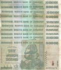 10 X Zimbabwe 50 Million Dollars 2008 Aa Circulated, 50 & 100 Trillion Series