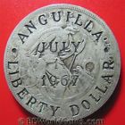 Anguilla 1967 Silver Liberty Dollar Countermark On Peru 1924 Sol Very Rare Coin!