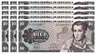 Venezuela 10 Bolivares 6-10-1981 Unc 15 Pcs Consecutive Lot P.60a Prefix B