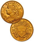 Random Date Switzerland Helvetia Swiss Gold 20 Francs .1867 Troy Oz Agw Sku28806