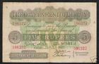 Ceylon Govt Sri Lanka 5 R.p23 1937 Elephant Rare Note