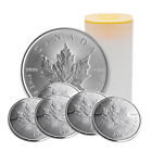 2016 1 Oz Silver Canadian Maple Leaf $5 Coins - Roll Of 25