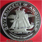 Anguilla 1969 $4 Silver Proof Atlantic Star Naval Ship 40mm Rare Country & Coin!