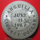 Anguilla 1967 Silver Liberty Dollar Countermark On Mexico 1948 5 Pesos Rare Coin